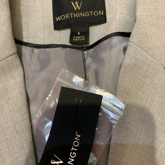 Worthington Women's Blazer Grey Heather One Button Size L NWT - Picture 8 of 10